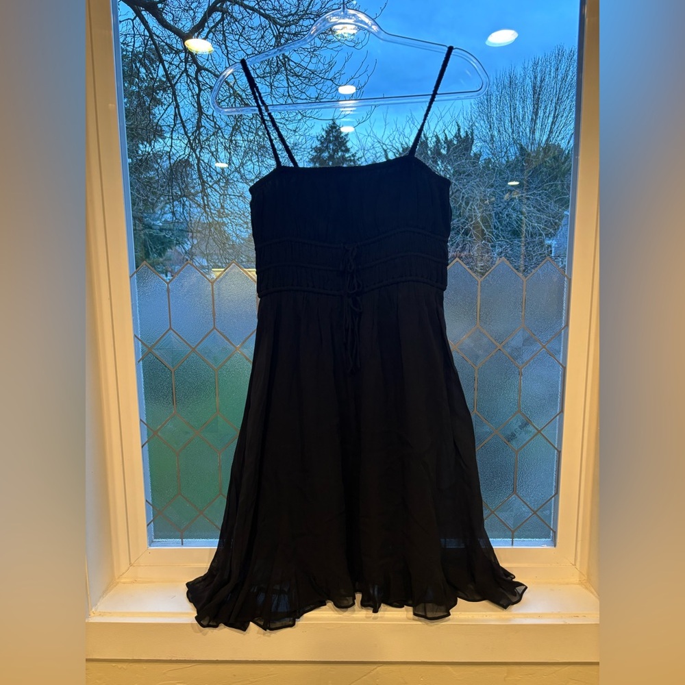 Cynthia Rowley Black Smocked Mini Sundress